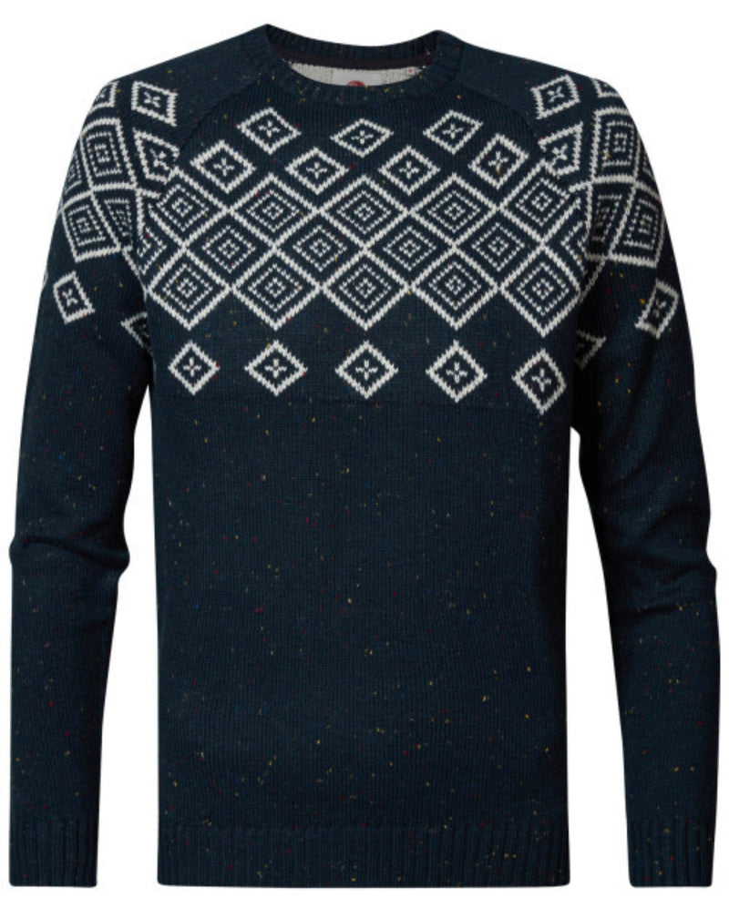 Petrol Industries navy blue speckled crew neck sweater