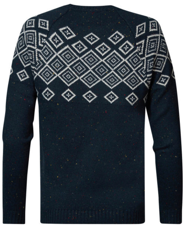 Petrol Industries navy blue speckled crew neck sweater