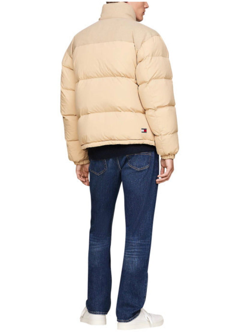 Tommy Jeans down jacket with long sleeves and camel stand-up collar